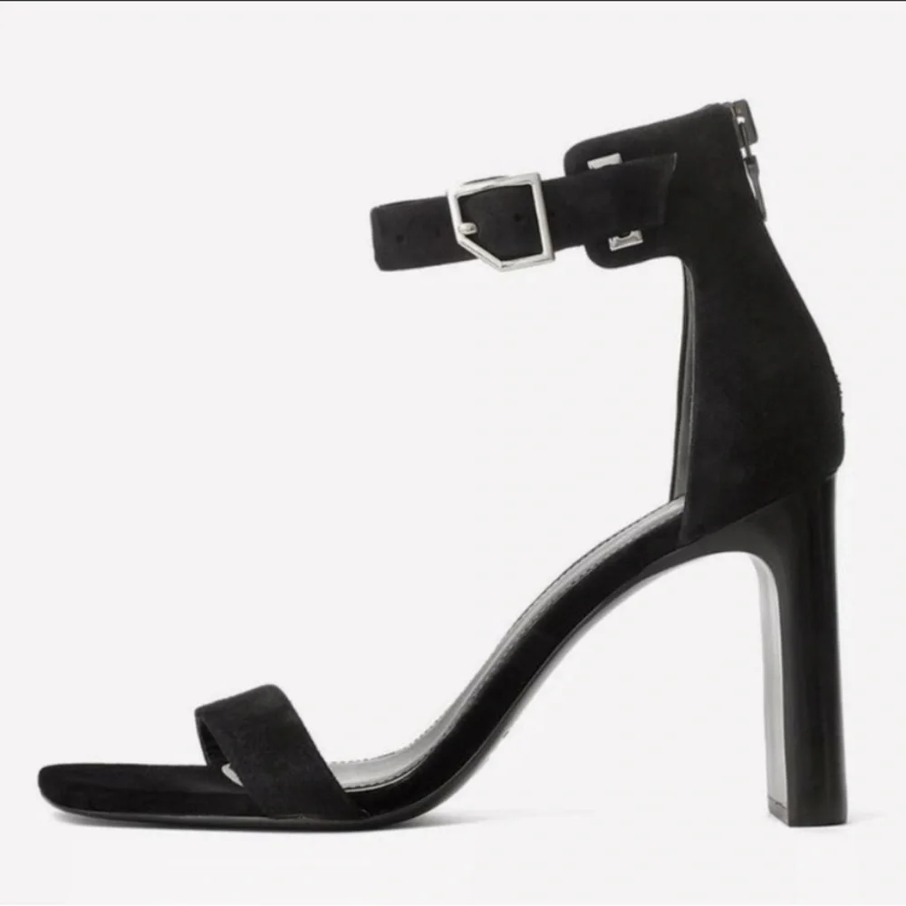 $395 NIB! RAG & BONE Black Suede Ellis Sandals Size 10 - Picture 2 of 7